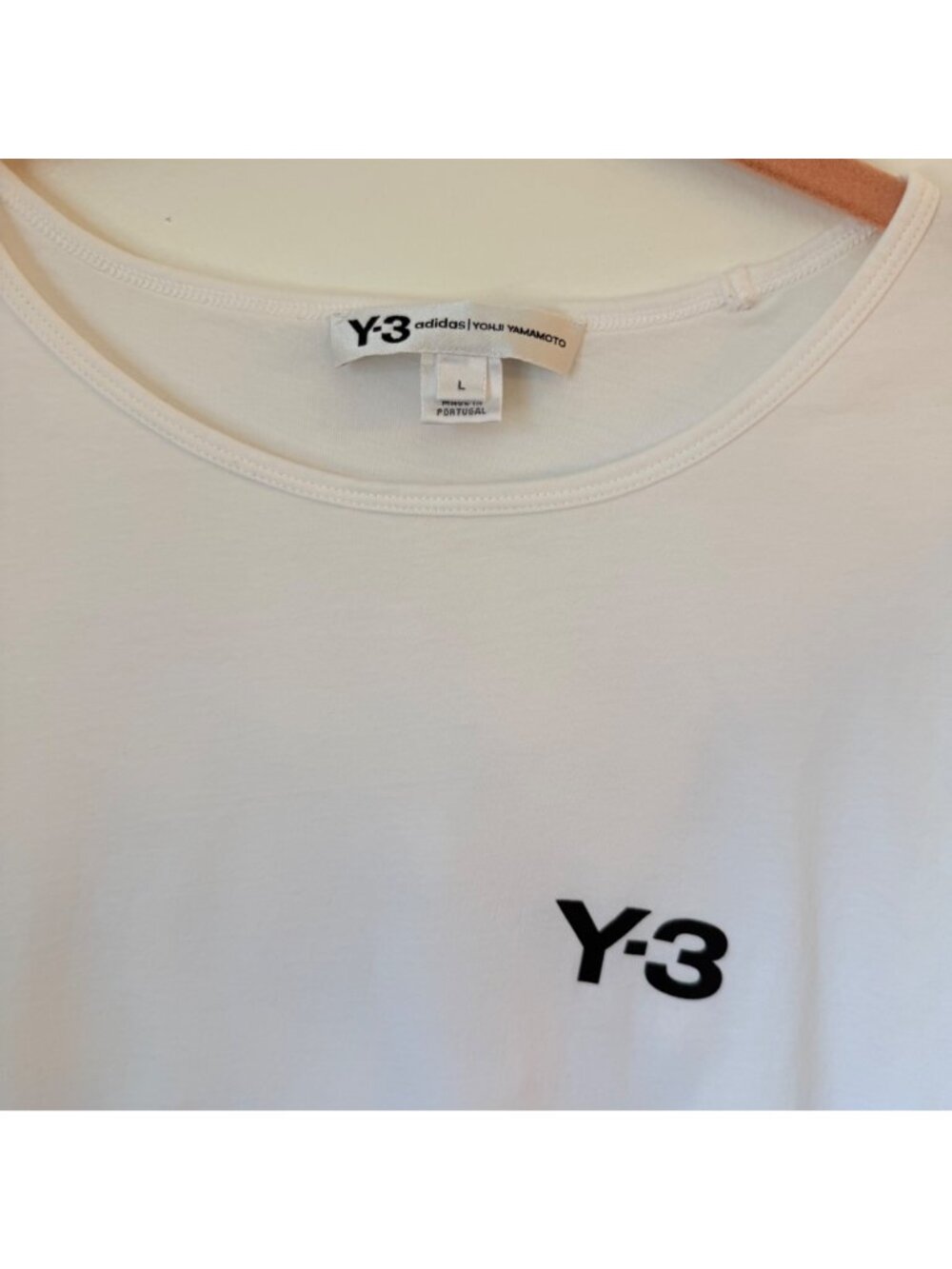 Y-3 Adidas Yohji Yamamoto White Long Sleeve Organic Cotton Tee With Minimal Fron - Picture 3 of 6